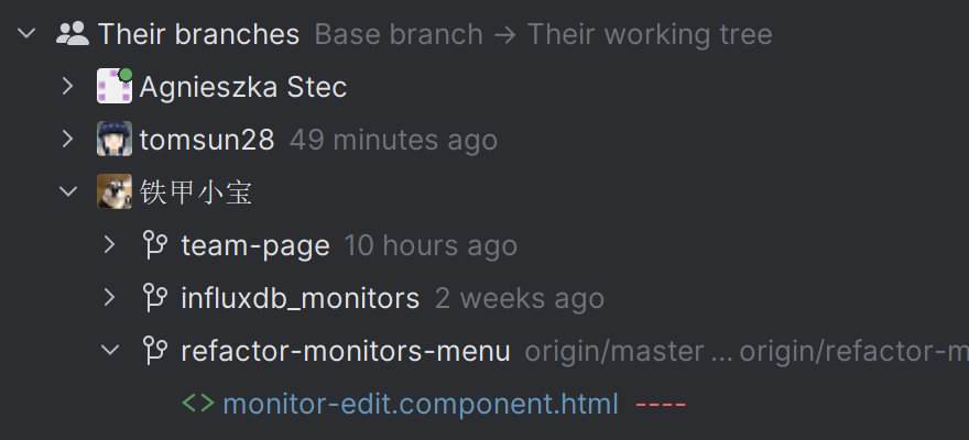 Their branches in JetBrains