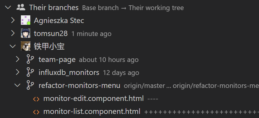 Their branches in VSCode