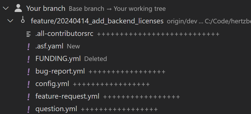 Your branch in VSCode
